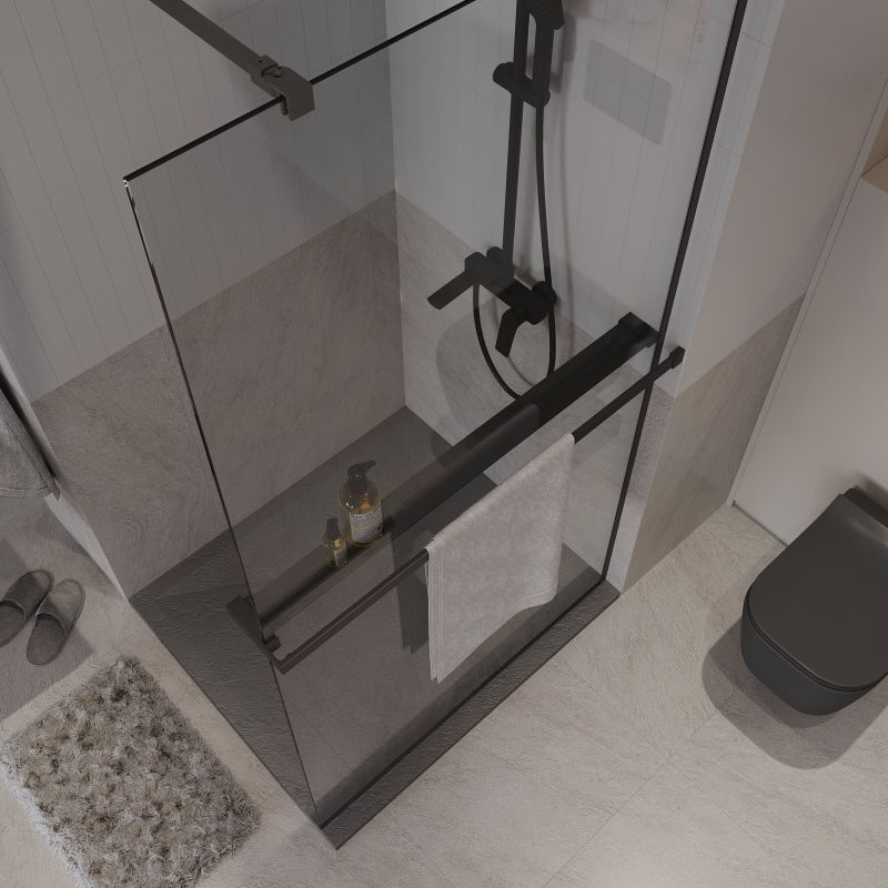 Душевая перегородка Niagara NG-670-80ВLACK (80*195) черный матовый, стекло прозрачное,1 место