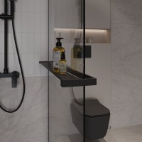 Душевая перегородка Niagara NG-670-80ВLACK (80*195) черный матовый, стекло прозрачное,1 место