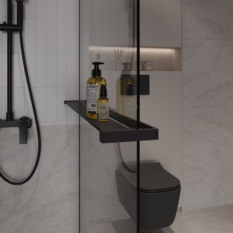 Душевая перегородка Niagara NG-670-80ВLACK (80*195) черный матовый, стекло прозрачное,1 место