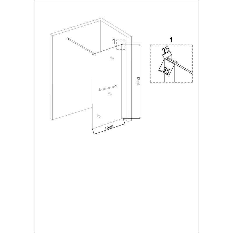 Душевая перегородка Niagara NG-681-10 BLACK (100x195), 1 место