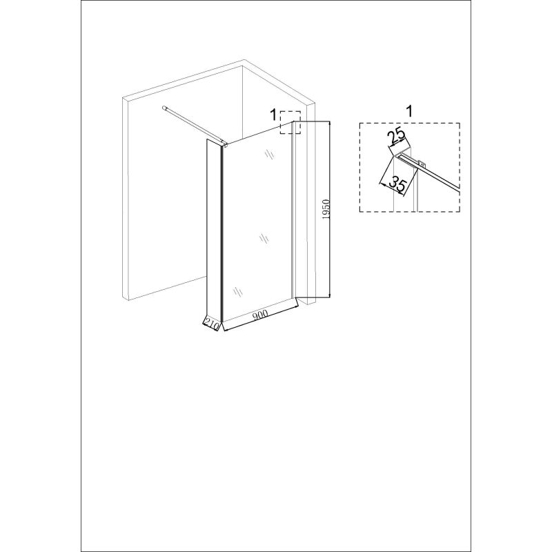 Душевая перегородка Niagara NG-684-90 BLACK (90x195), 1 место