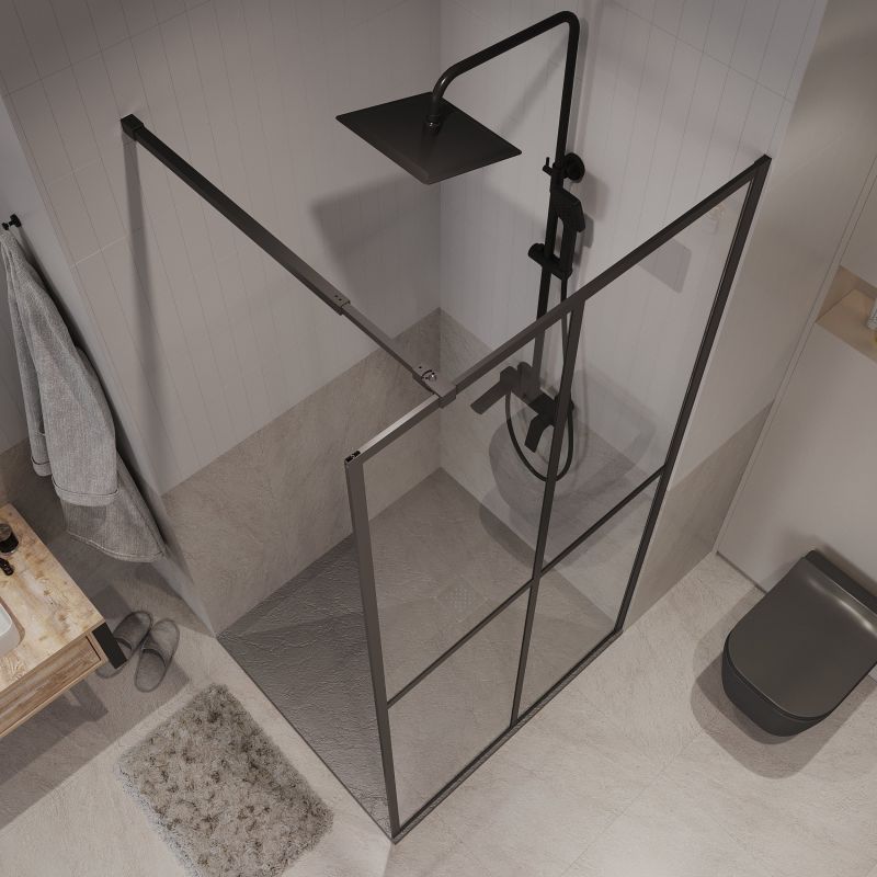 Душевая перегородка Niagara NG-686-12BLACK (120*195) черный матовый, стекло прозрачное с рисунком,1 место