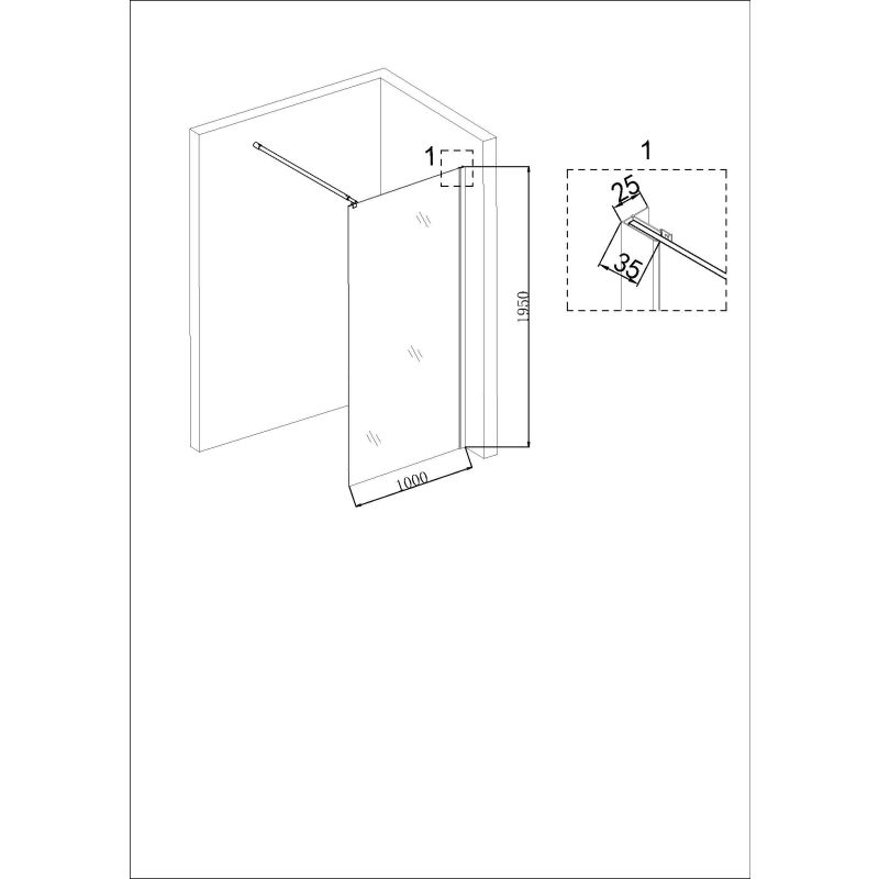 Душевая перегородка Niagara NG-687-10 BLACK (100x195), 1 место