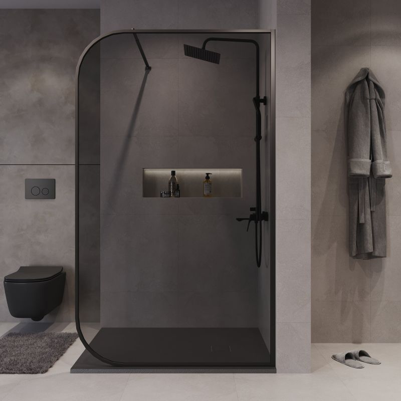 Душевая перегородка Niagara NG-689-12TBLACK (120*200) черный матовый, стекло тонированное,1 место