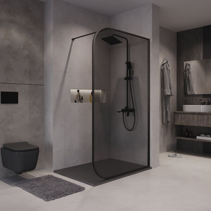 Душевая перегородка Niagara NG-689-12TBLACK (120*200) черный матовый, стекло тонированное,1 место