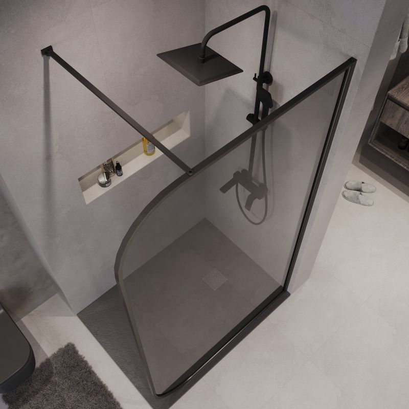 Душевая перегородка Niagara NG-689-12TBLACK (120*200) черный матовый, стекло тонированное,1 место