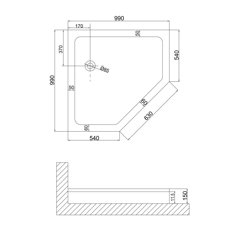 Душевой поддон Niagara NG-100-100D RUS (100*100*17) трапеция