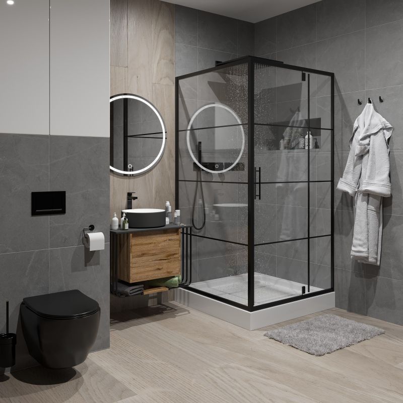 Душевой уголок Niagara NG-0200-08 BLACK (1000х1000х1950) квадрат, дверь распашная, 1 место