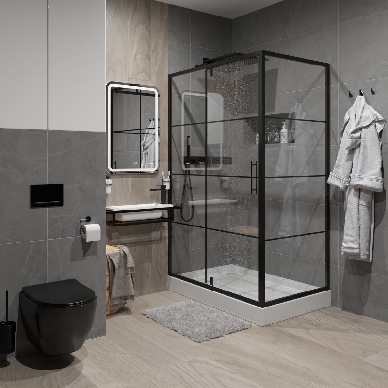 Душевой уголок Niagara NG-0220-08 BLACK (1200х800х1950) прямоугольник, дверь распашная, 1 место