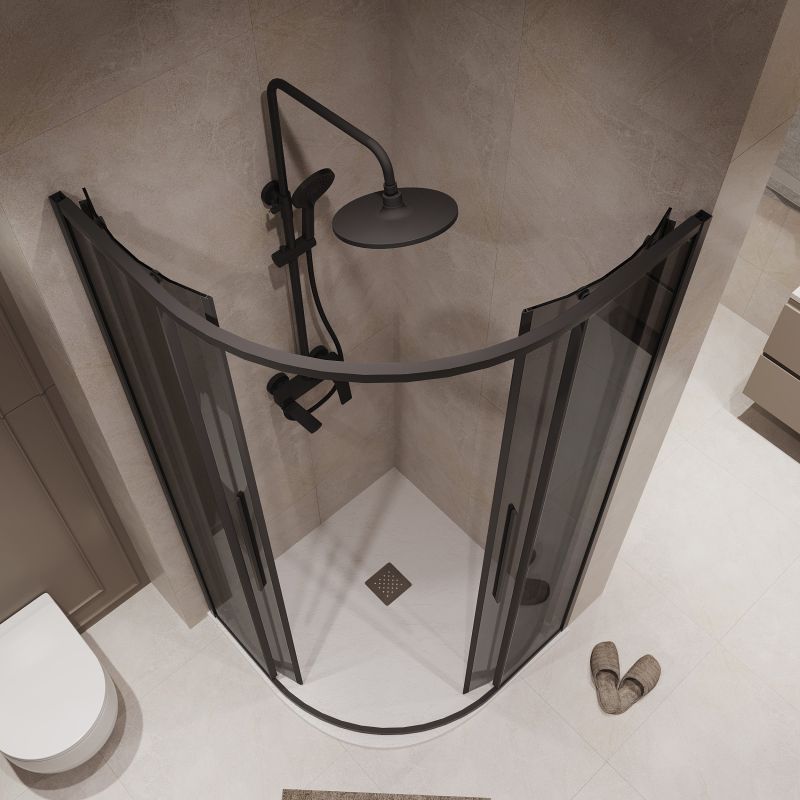 Душевой уголок Niagara NG-2826-34BLACK (90*90*195) полукруг, раздвижная, черный матовый, стекло тониров,1 м