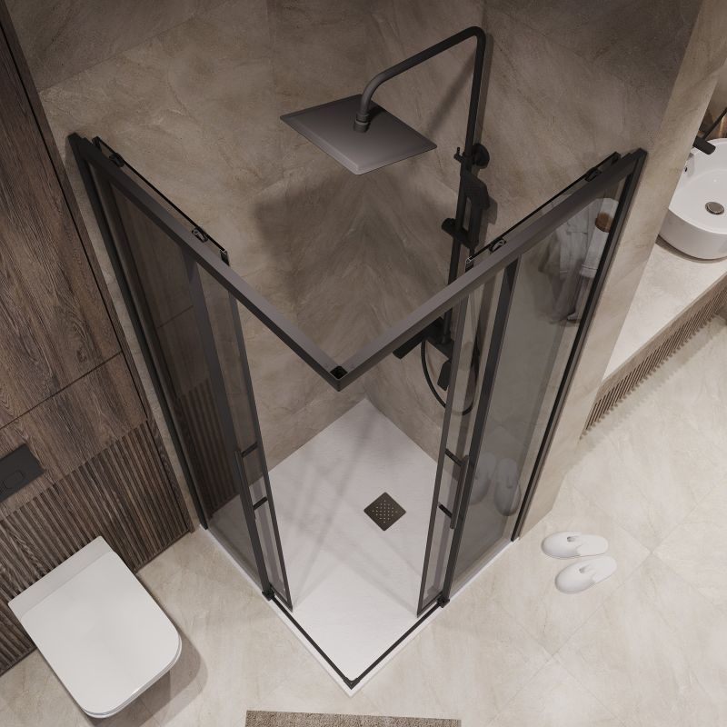 Душевой уголок Niagara NG-2830-34BLACK (100*100*195) квадрат, раздвижная, черный матовый, стекло тониров,1м