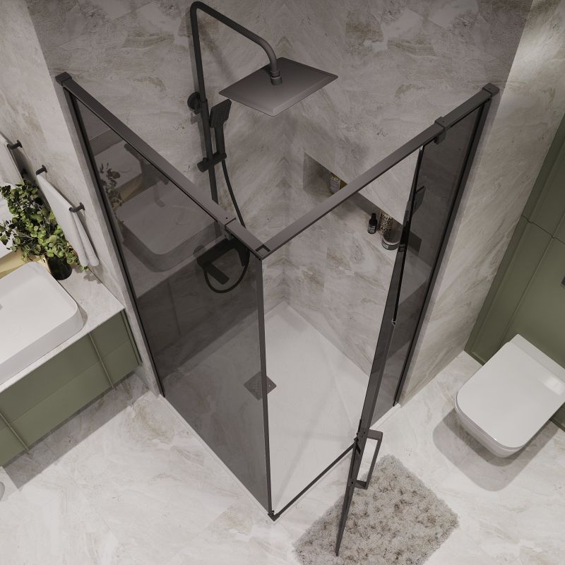 Душевой уголок Niagara NG-2831-34BLACK (90*90*195) квадрат, распашная, черный матовый, стекло тонирован,1 м