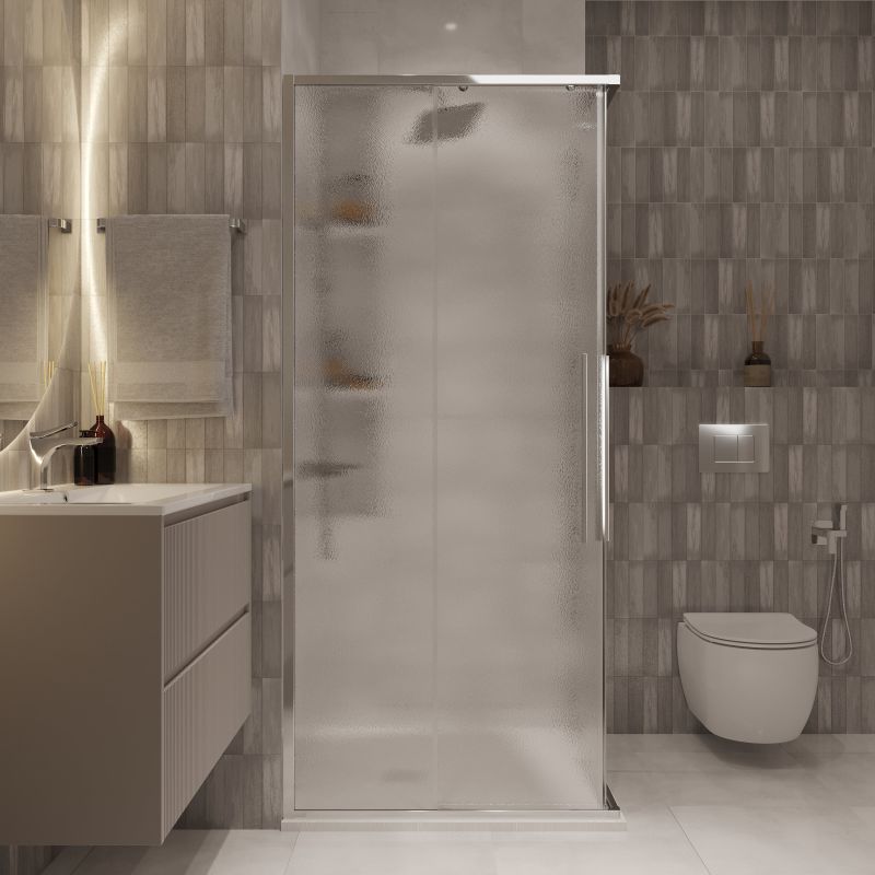 Душевой уголок Niagara NG-3622-34 (80*80*195) квадрат, раздвижная, хром, стекло шиншилла,1 место