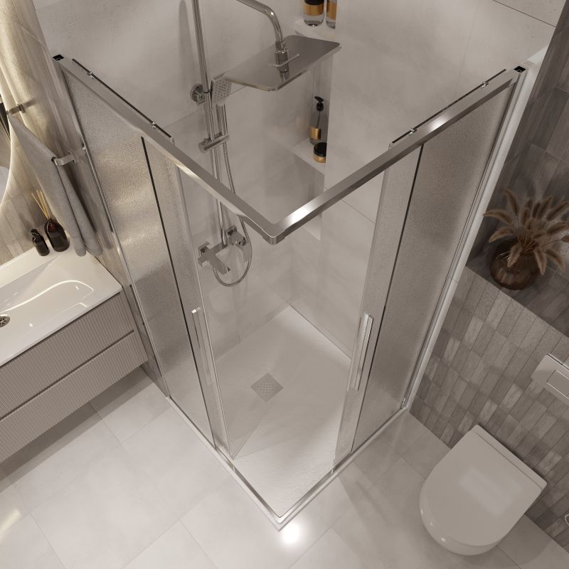 Душевой уголок Niagara NG-3624-34 (100*100*195) квадрат, раздвижная, хром, стекло шиншилла,1 место