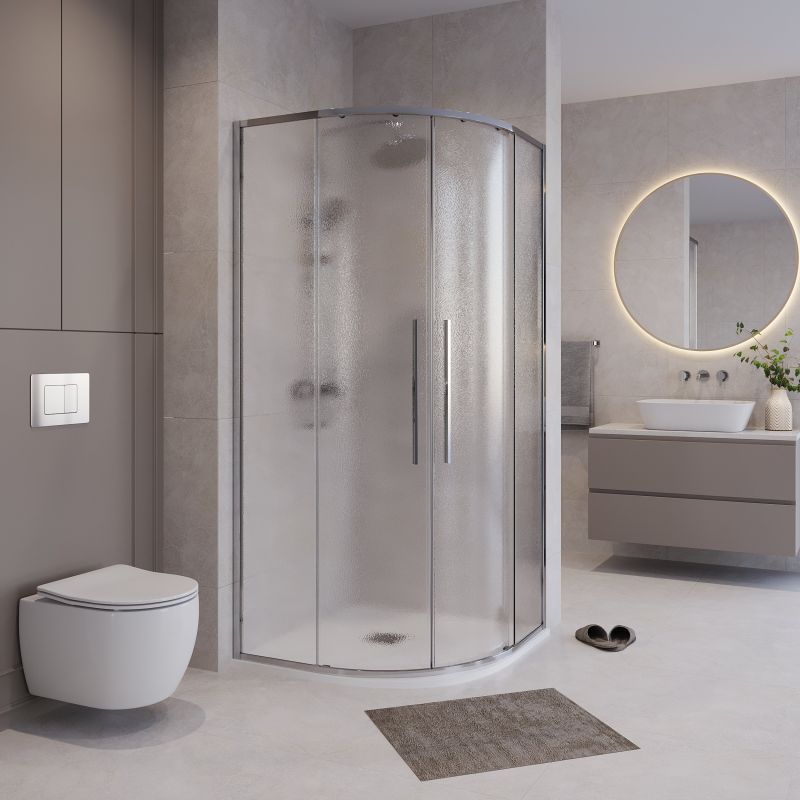 Душевой уголок Niagara NG-3626-34 (90*90*195) полукруг, раздвижная, хром, стекло шиншилла,1 место