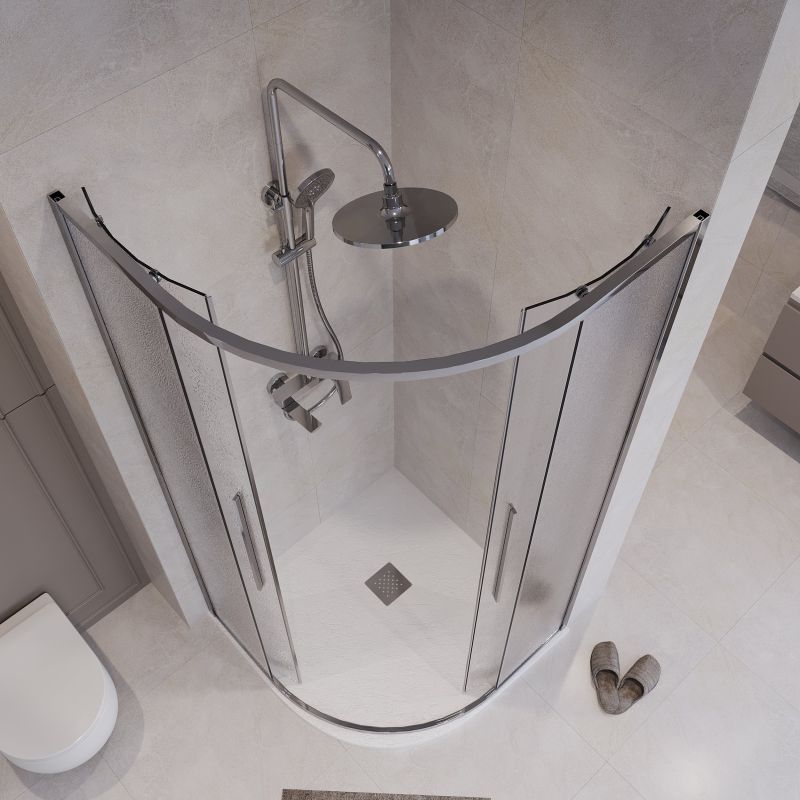 Душевой уголок Niagara NG-3626-34 (90*90*195) полукруг, раздвижная, хром, стекло шиншилла,1 место