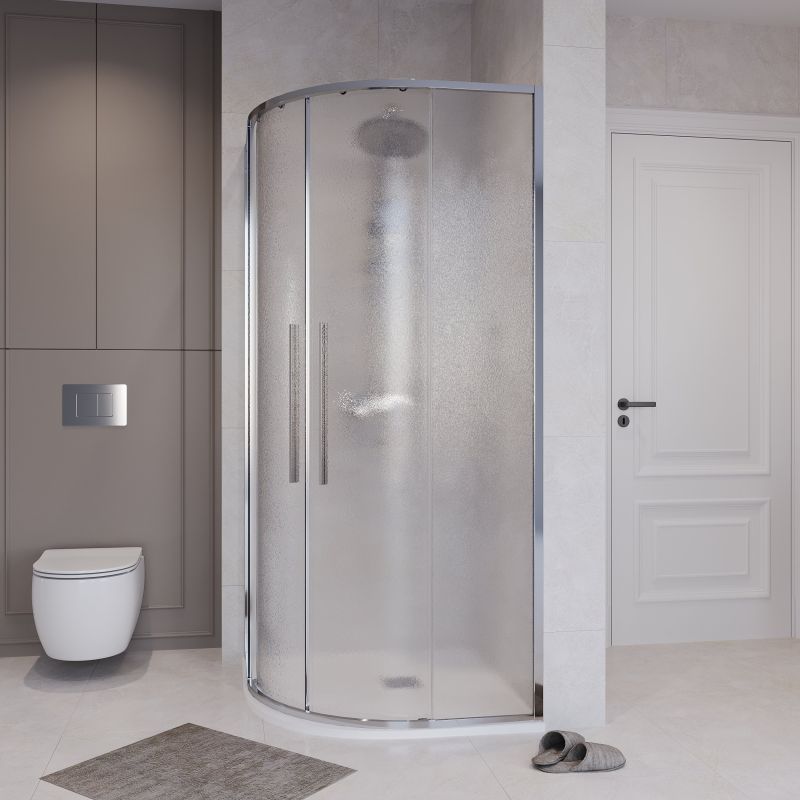 Душевой уголок Niagara NG-3627-34 (100*100*195) полукруг, раздвижная, хром, стекло шиншилла,1 место