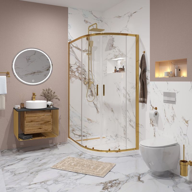 Душевой уголок Niagara NG-6421-08 GOLD (120*80*190) полукруг, двери раздвижные, 1 место