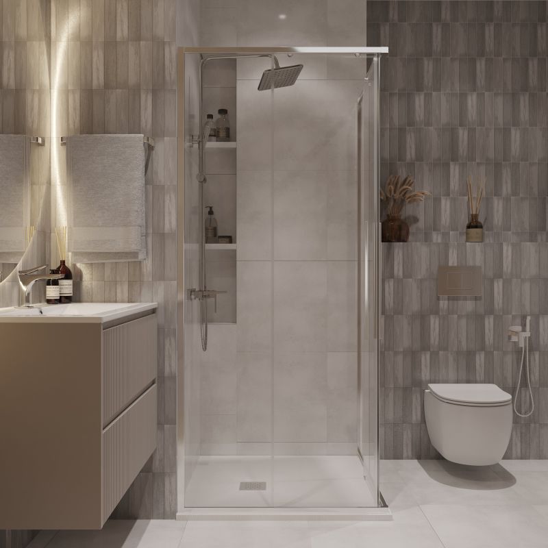 Душевой уголок Niagara NG-6622-34 (80*80*195) квадрат, раздвижная, хром, стекло прозрачное, 1 место