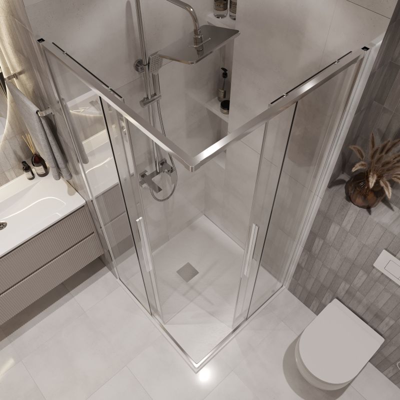 Душевой уголок Niagara NG-6623-34 (90*90*195) квадрат, раздвижная, хром, стекло прозрачное, 1 место