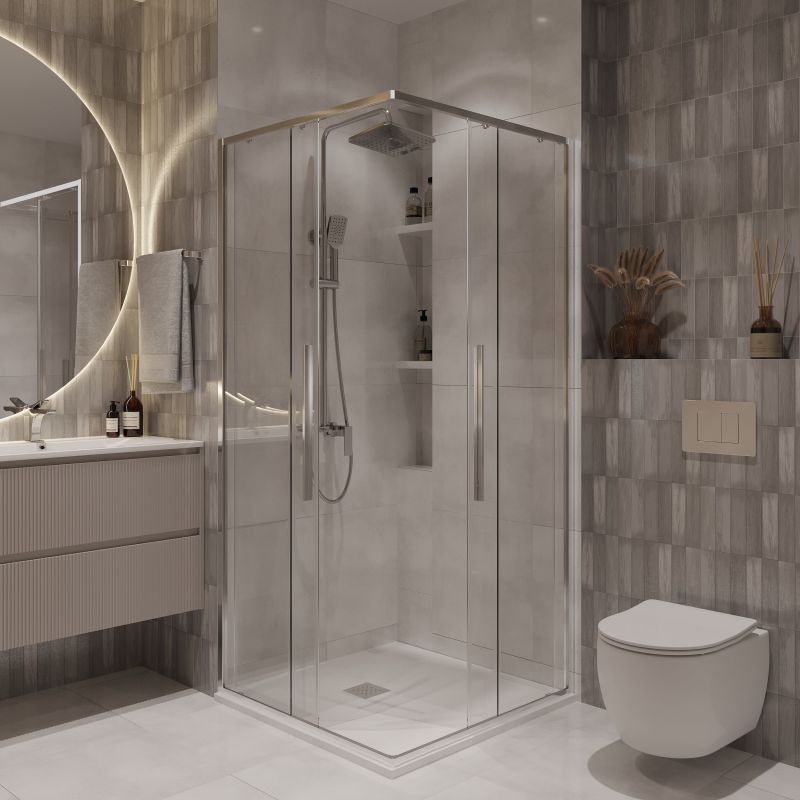 Душевой уголок Niagara NG-6624-34 (100*100*195) квадрат, раздвижная, хром, стекло прозрачное, 1 место