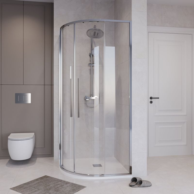 Душевой уголок Niagara NG-6625-34 (80*80*195) полукруг, раздвижная, хром, стекло прозрачное, 1 место