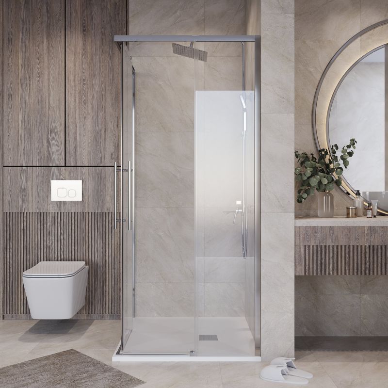 Душевой уголок Niagara NG-6630-34 (100*100*195) квадрат, раздвижная, хром, стекло прозрачное,1 место