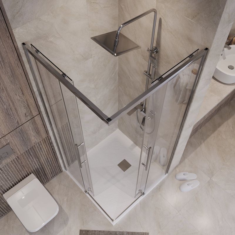 Душевой уголок Niagara NG-6630-34 (100*100*195) квадрат, раздвижная, хром, стекло прозрачное,1 место