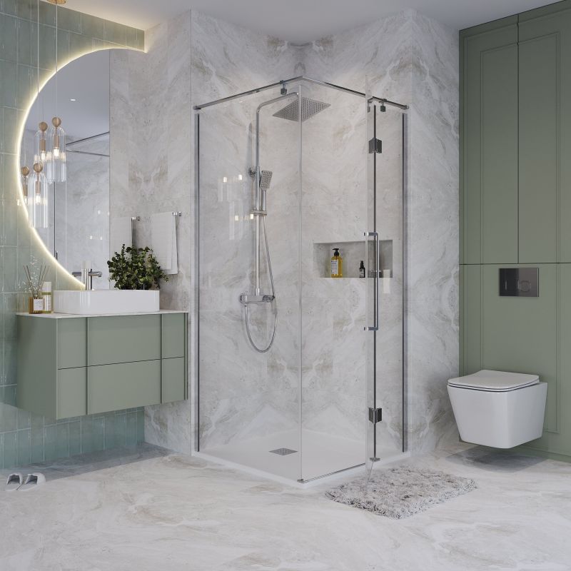 Душевой уголок Niagara NG-6632-34 (100*100*195) квадрат, распашная, хром, стекло прозрачное,1 место