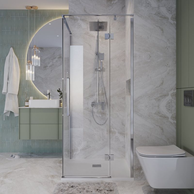 Душевой уголок Niagara NG-6632-34 (100*100*195) квадрат, распашная, хром, стекло прозрачное,1 место