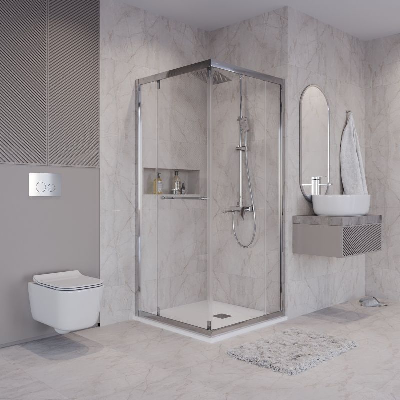 Душевой уголок Niagara NG-6633-34 (90*90*195) квадрат, раздвижная, хром, стекло прозрачное,1 место