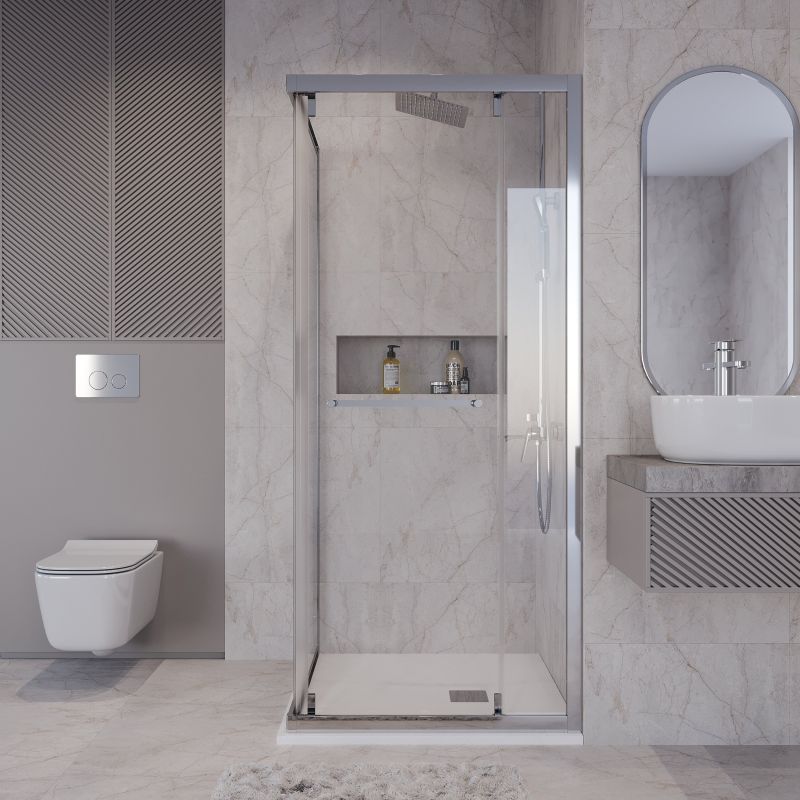 Душевой уголок Niagara NG-6635-34 (100*100*195) квадрат, раздвижная, хром, стекло прозрачное,1 место