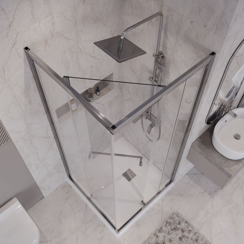 Душевой уголок Niagara NG-6635-34 (100*100*195) квадрат, раздвижная, хром, стекло прозрачное,1 место