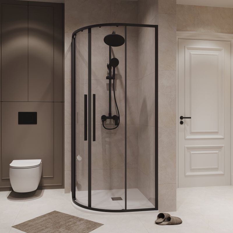 Душевой уголок Niagara NG-6826-34BLACK (90*90*195) полукруг, раздвижная, черный матов, стекло прозрач, 1 ме