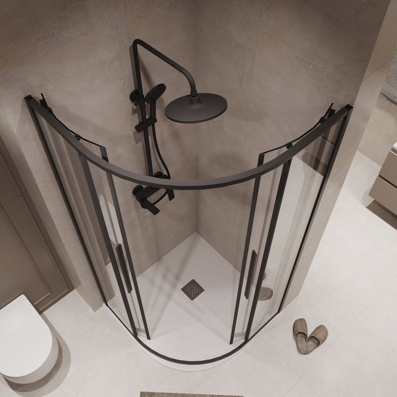 Душевой уголок Niagara NG-6826-34BLACK (90*90*195) полукруг, раздвижная, черный матов, стекло прозрач, 1 ме