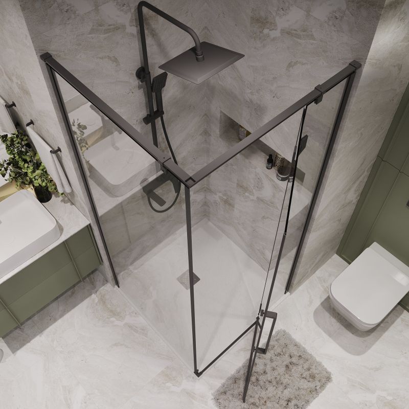 Душевой уголок Niagara NG-6831-34BLACK (90*90*195) квадрат, распашная, черный матовый, стекло прозрачн,1 ме