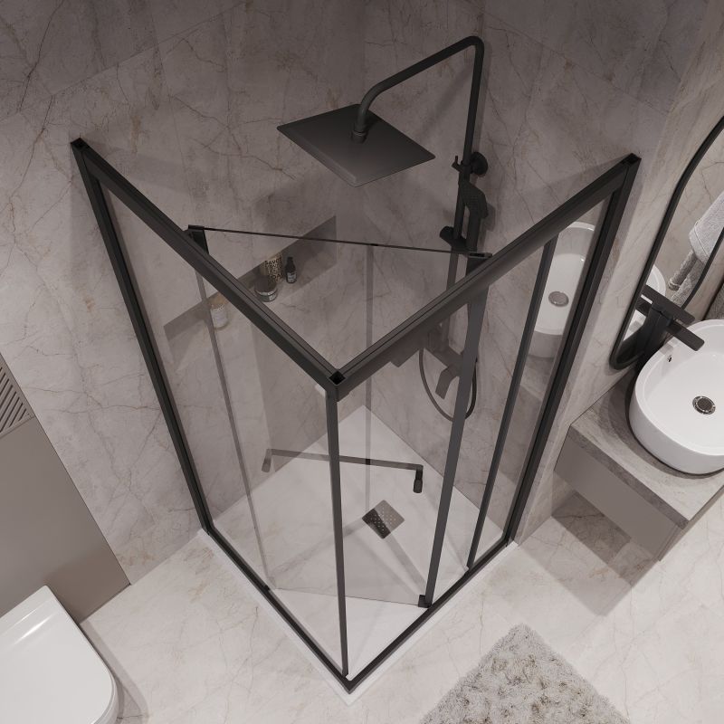Душевой уголок Niagara NG-6833-34BLACK (90*90*195) квадрат, раздвижная, черный матовый, стекло прозрач,1 ме