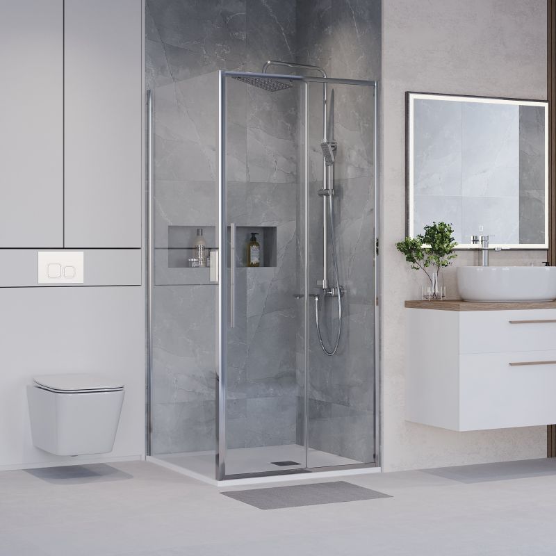 Душевой уголок Niagara NG-64-10A-A100-34 (100*100*195) квадрат,раздвижная,хром,стекло прозрачное,2места