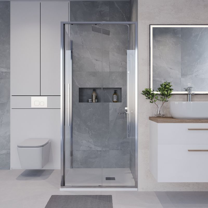 Душевой уголок Niagara NG-64-9A-A80-34 (90*80*195) прямоугольник,раздвижная,хром,стекло прозрачное,2места