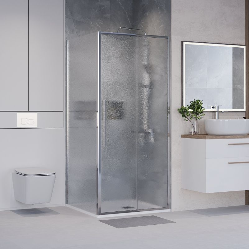 Душевой уголок Niagara NG-65-10CH-CH100-34 (100*100*195) квадрат,раздвижная,хром,стекло шиншилла,2 места