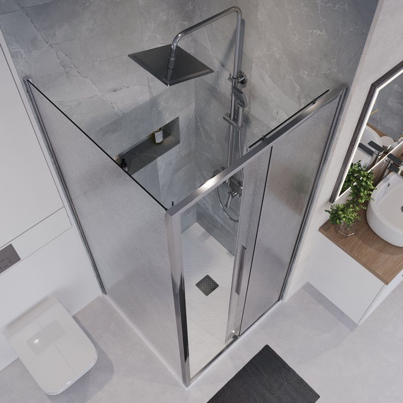 Душевой уголок Niagara NG-65-9CH-CH90-34 (90*90*195) квадрат,раздвижная,хром,стекло шиншилла,2 места