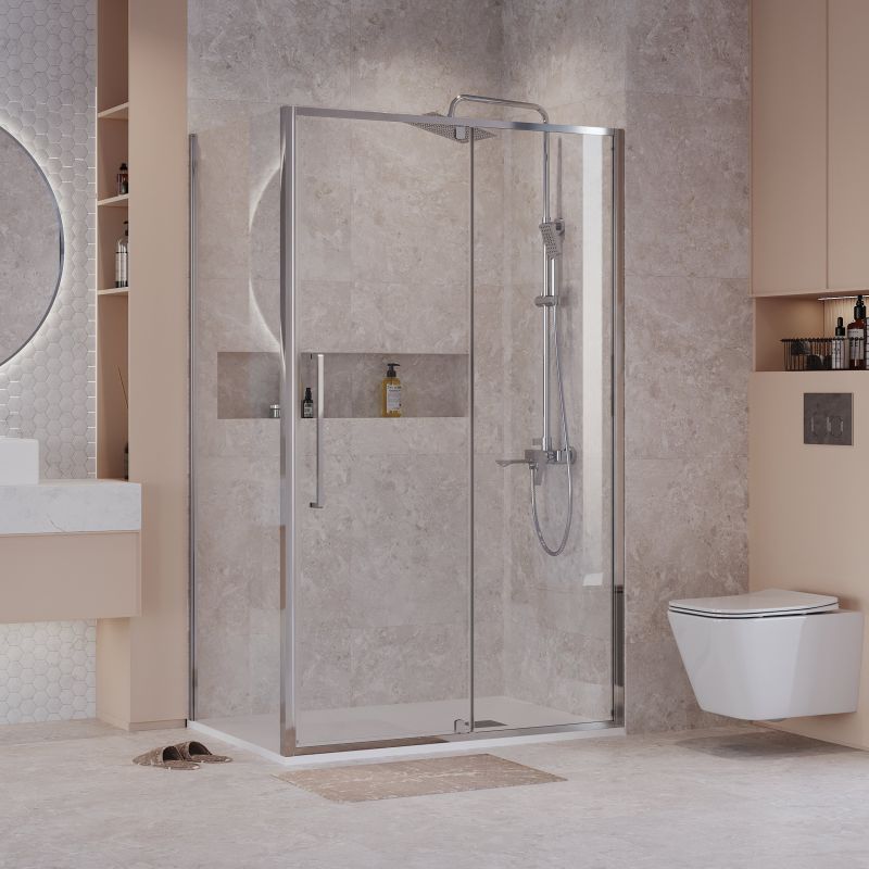 Душевой уголок Niagara NG-66-11A-A100-34 (110*100*195) прямоугольник,распашная,хром,стекло прозрачное,2 мест