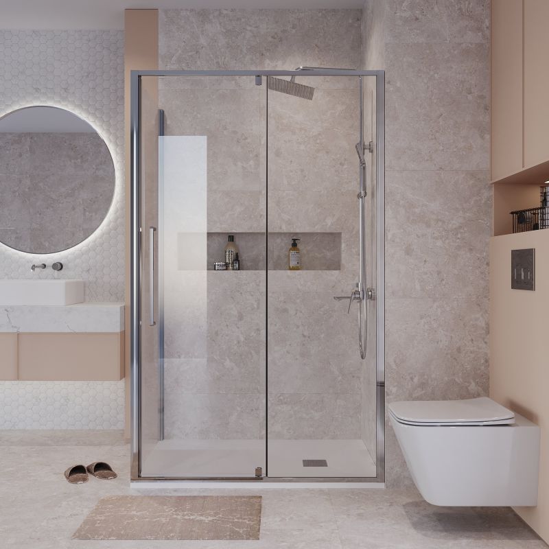 Душевой уголок Niagara NG-66-12A-A80-34 (120*80*195) прямоугольник,распашная,хром,стекло прозрачное,2 места