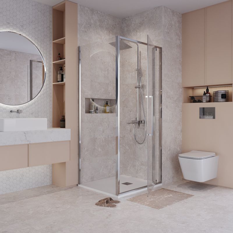 Душевой уголок Niagara NG-66-8A-A90-34 (80*90*195) прямоугольник,распашная,хром,стекло прозрачное,2 места