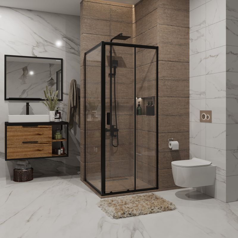 Душевой уголок Niagara NG-82-8AB-A90B (80*90*195) прямоугольник, дверь раздвижная, 2 места