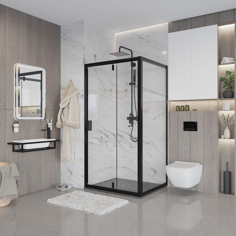 Душевой уголок Niagara NG-83-10AB-A80B (100*80*195) прямоугольник, дверь распашная, 2 места