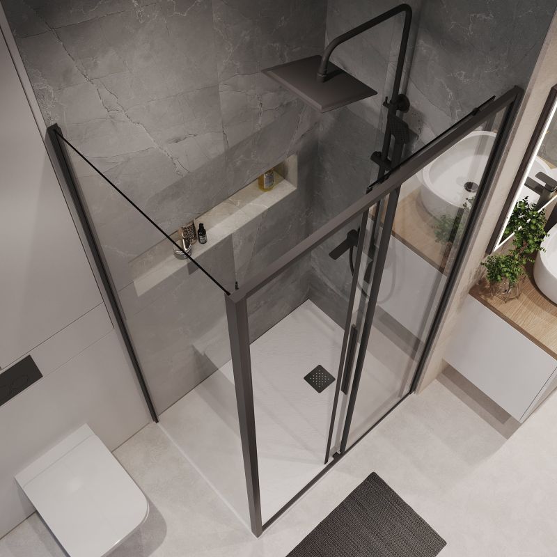 Душевой уголок Niagara NG-84-13AB-A90B-34 (130*90*195) прямоуг.,раздвижн.,черный матов,стекло прозрачн.,2мес