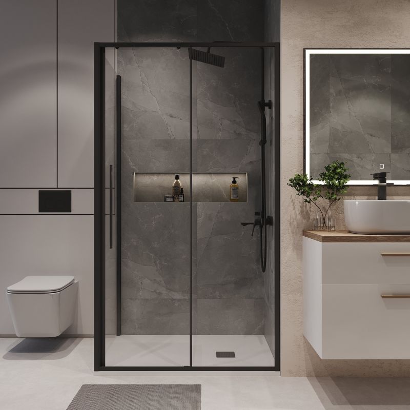 Душевой уголок Niagara NG-84-14AB-A100B-34 (140*100*195) прямоуг,раздвижн,черный матов,стекло прозрачн.,2мес