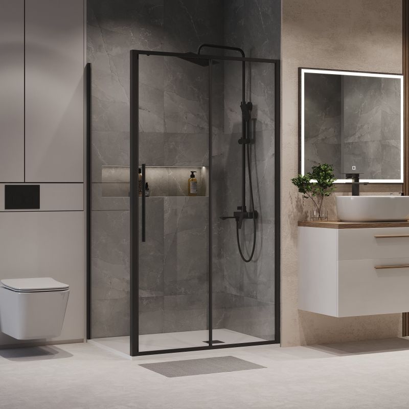 Душевой уголок Niagara NG-84-14AB-A90B-34 (140*90*195) прямоуг.,раздвижн.,черный матов,стекло прозрачн.,2мес