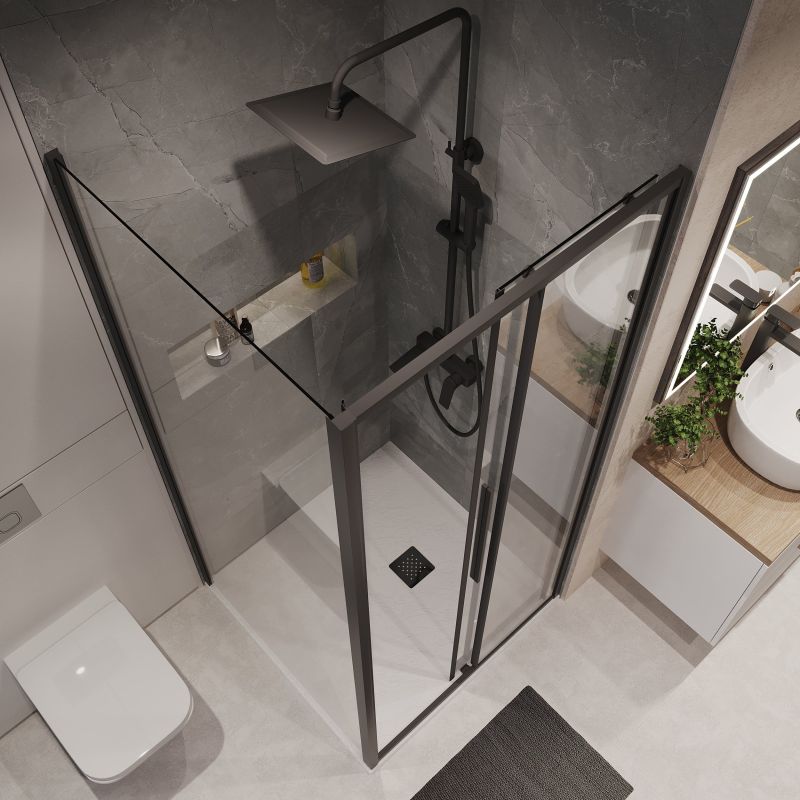 Душевой уголок Niagara NG-84-9AB-A100B-34 (90*100*195) прямоуг,раздвижн.,черный матов.,стекло прозрачн.,2мес